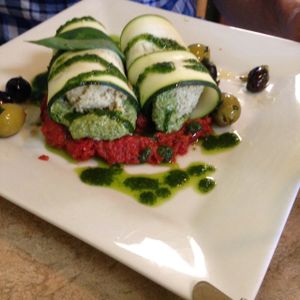 raw manicotti  at Laughing Seed Cafe in Asheville