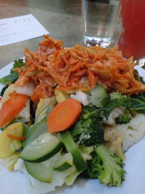 Harmony Bowl with kimchi (v,gf) at Laughing Seed Cafe in Asheville