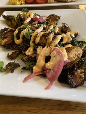 Brussels sprouts (vegan)  at Laughing Seed Cafe in Asheville
