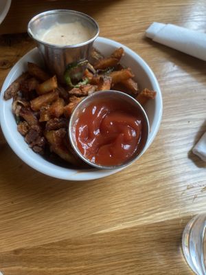 Jalapeño and onion Fridays, 3/5 nothing special   at Laughing Seed Cafe in Asheville