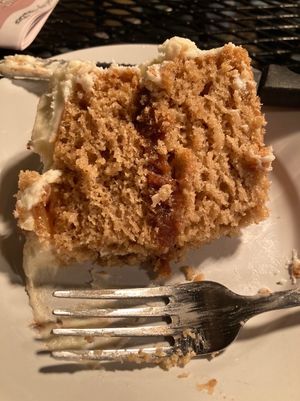 Cake with ginger and chai at Laughing Seed Cafe in Asheville