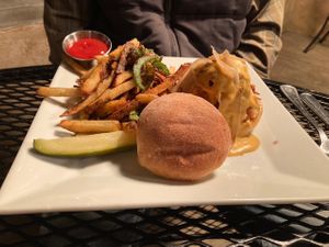 Jackfruit bbq entree at Laughing Seed Cafe in Asheville