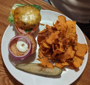 Burger at Laughing Seed Cafe in Asheville