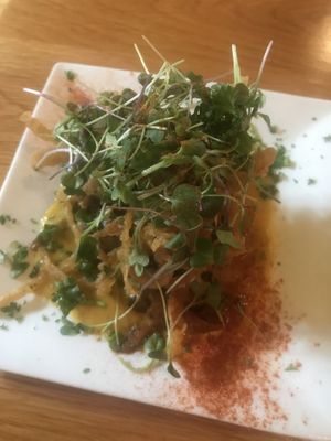 Grit cake  at Laughing Seed Cafe in Asheville