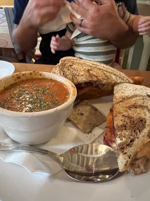 Reuben with tomato dill soup   at Laughing Seed Cafe in Asheville