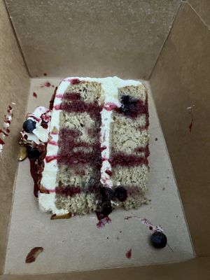 Blueberry rhubarb almond cake  at Laughing Seed Cafe in Asheville