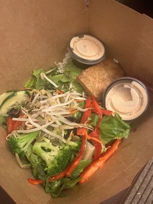 Laughing seed bowl with Chipotle Ranchh  at Laughing Seed Cafe in Asheville