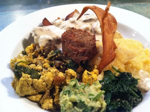 Breakfast platter at Laughing Seed Cafe in Asheville