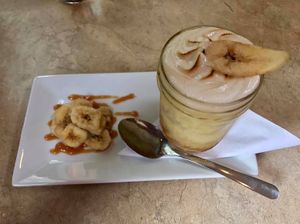Banana Caramel Pudding. Vegan at Laughing Seed Cafe in Asheville