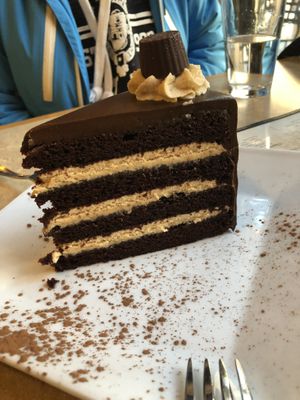 Peanut butter chocolate cake at Laughing Seed Cafe in Asheville