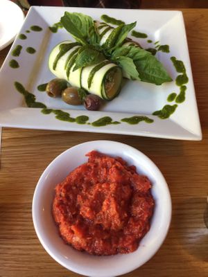 Raw Vegan lasagna (sauce on the side as I shared it with my daughter and she doesn’t like tomatoes)  at Laughing Seed Cafe in Asheville