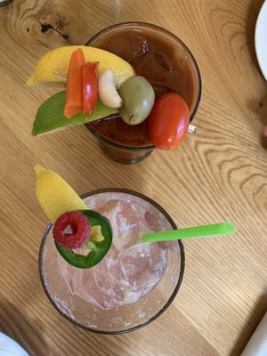 Bloody Mary and Raspberry jalapeño mocktails at Laughing Seed Cafe in Asheville