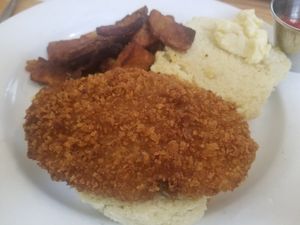 Seitan biscuit at Laughing Seed Cafe in Asheville