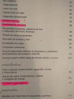menu 2 at Rio Tus in Yeste