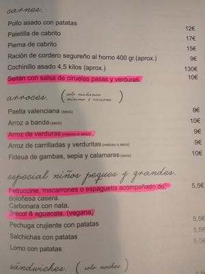 menu 3 at Rio Tus in Yeste