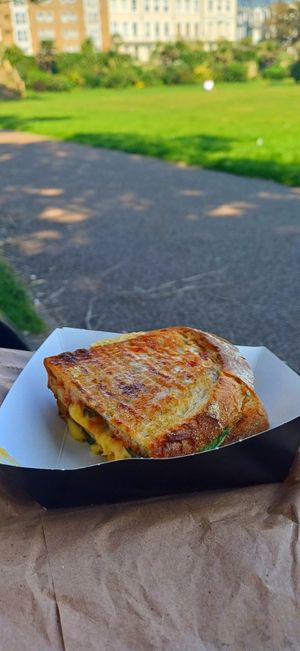 Toastie sausage and cheddar at Plant the Seed in Hastings