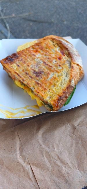 Toastie sausage and cheddar at Plant the Seed in Hastings
