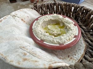 Mutabal, with fresh pita  at Syrian Pie in Glasgow