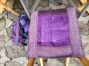 Beautiful fabrics for pillows at Tara Indian Food in Tepoztlan