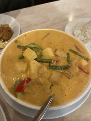 Red curry with tofu for protein  at My Thai & Vegan in Irving