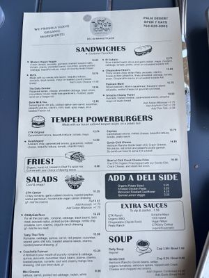 Menu (1/2)  at Chef Tanya's Kitchen in Palm Desert