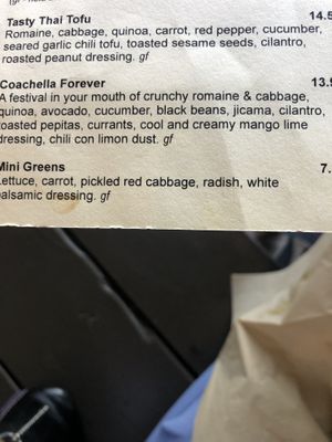 Coachella Forever!  Very tasty and healthy vegan salad. All the foods I love and more. I also sampled a chocolate vanilla swirl at Chef Tanya’s Kremery which is attached. Delish! at Chef Tanya's Kitchen in Palm Desert