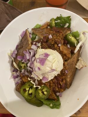 Tempeh chili bowl  at Chef Tanya's Kitchen in Palm Desert