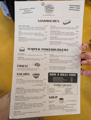 menu   at Chef Tanya's Kitchen in Palm Desert