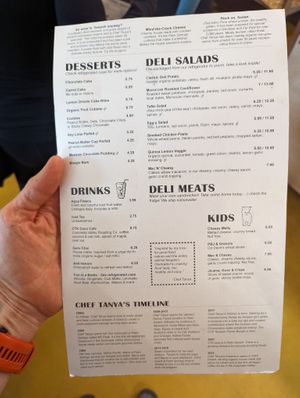 menu   at Chef Tanya's Kitchen in Palm Desert