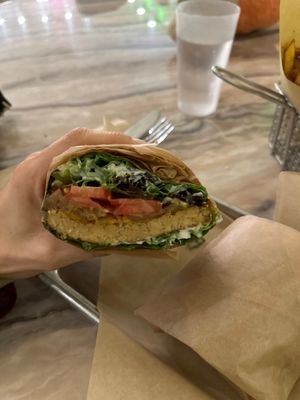 Original Tempe burger with cheddar cheese in lettuce wrapps  at Chef Tanya's Kitchen in Palm Desert