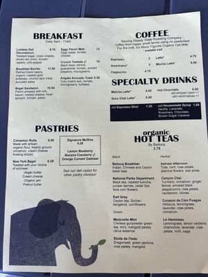 Menu for the Palm Desert Kreamery  at Chef Tanya's Kitchen in Palm Desert