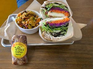 Modern Hippie Veggie with side of Moroccan Cauliflower salad and a Boogie Bar at Chef Tanya's Kitchen in Palm Desert