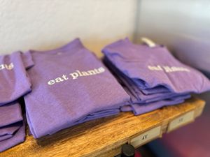 Various items of merchandise is available. After all how to tell if someone is Vegan. Trust me, they will tell you! at Chef Tanya's Kitchen in Palm Desert