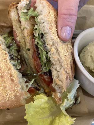 Caprese tempeh burger  at Chef Tanya's Kitchen in Palm Desert