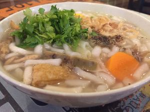 tapioca-rice noodle soup with mushroom  at Chay Dalat in Da Lat