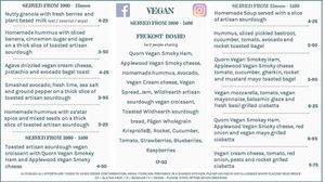 Vegan menu  at FIKA Dundee in Dundee