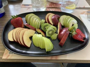 Fruit plattern for 12 euros (go buy your apples in a supermarket instead…)  at Livingroom Lounge Cafe in Crete