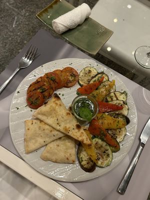 Focaccia bread with vegetables  at Fellini in Siem Reap
