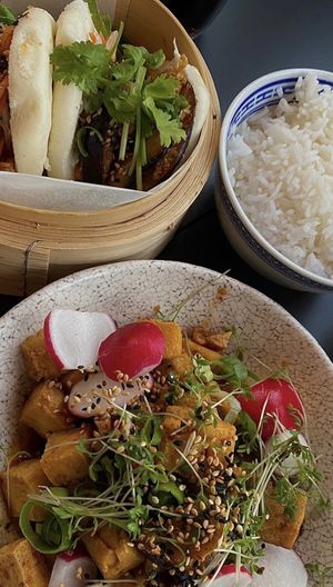 crispy tofu with rice and bao at Rau in Malmo
