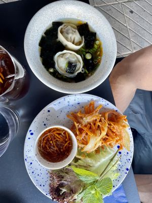Dumplings (not so good) and sweet potato cake at Rau in Malmo