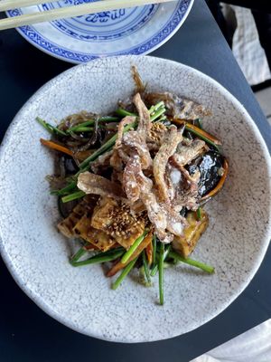 Sweet potato noodles with tofu and shiitake  at Rau in Malmo