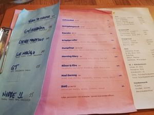 Menu at Rau in Malmo