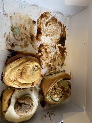 Breakfast roll with coffee (top), cookie dough (left) & nut roll with pistachio (right)  at Have a Roll in Antwerpen