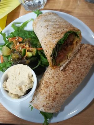 The chutney is this wrap was fantastic at Govinda's Cardiff in Cardiff