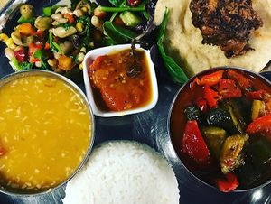 Platter at Govinda's Cardiff in Cardiff