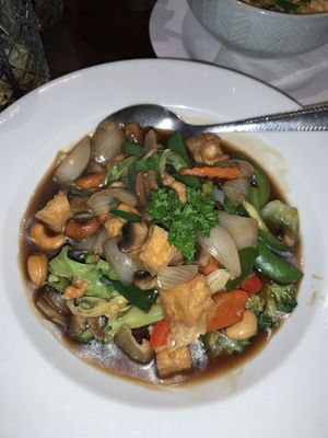 Tofu and veg cashew nut dish  at Coco & Rum in Saltburn-by-the-sea