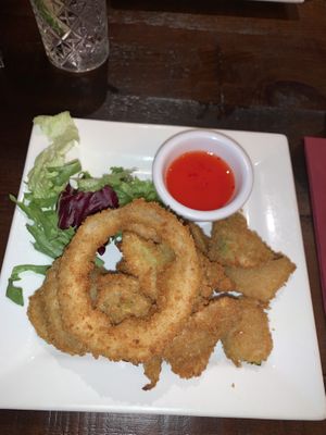 Vegetable tempura (sweet chilli sauce is to die for)  at Coco & Rum in Saltburn-by-the-sea