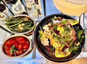 Beautiful vegan entree and sides.  at Brasserie of Light in London