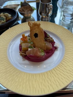 Rainbow beetroot salad (with vegan feta!)  at Brasserie of Light in London