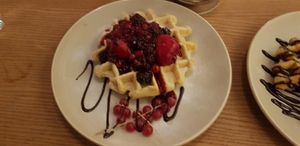 Berries waffle at Kaffeehaus zu den Drei Herzen in Einsiedeln